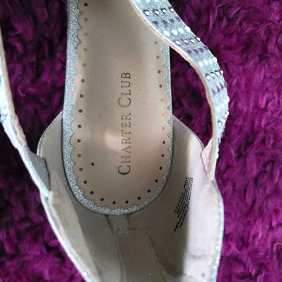 Charter Club Sparkling Silver Zip Up Slippers - Picture 4 of 5